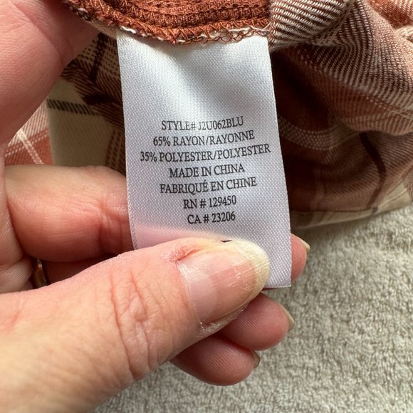 NWT! Como Vintage Soft Flannel Shirt in Clay and Ivory Plaid - Picture 7 of 8